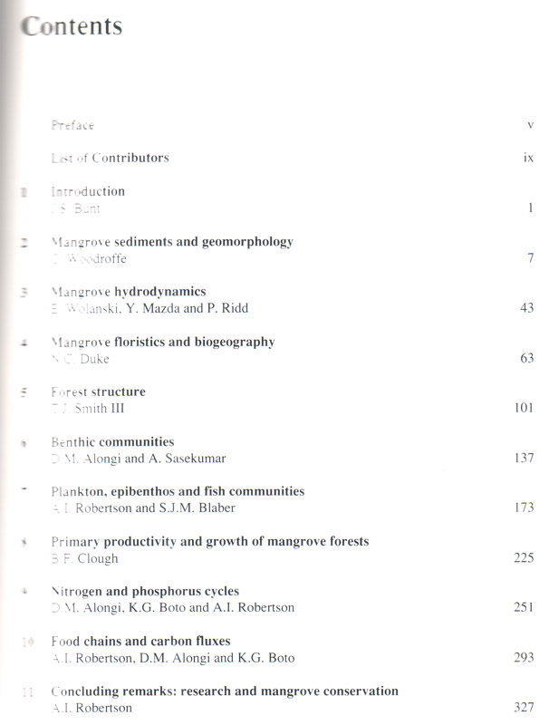 Tropical Mangrove Ecosystems - inhaltsverzeichnis